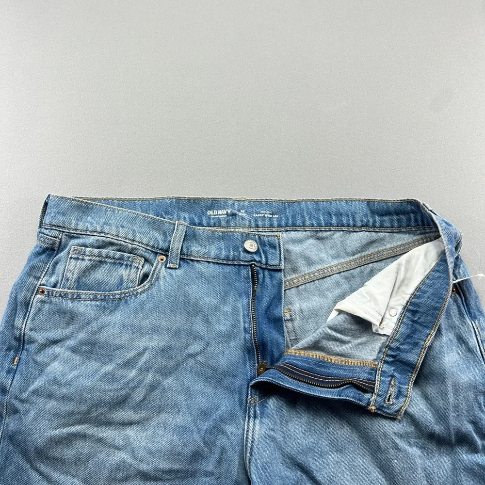 Old Navy Baggy Jeans Women 16 Petite Blue Drapey Denim Cotton High Rise Wide Leg